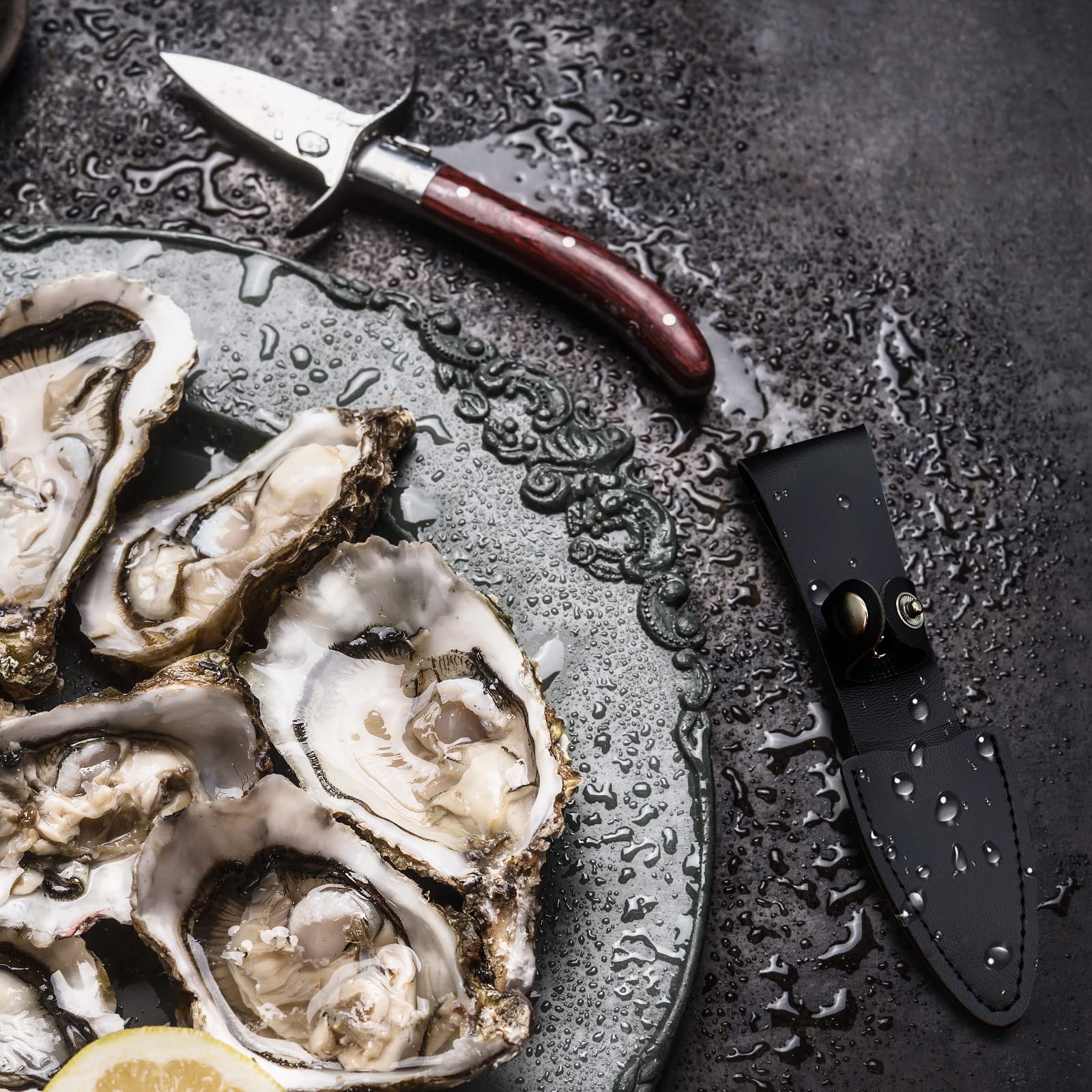 TWUTGAYW 2 x Coltelli per Ostriche, Coltelli Professionali per Ostriche, 2 Paio di guanti da Taglio di Classe 5 per la Manipolazione di Ostriche, Conchiglie, Frutti di Mare…