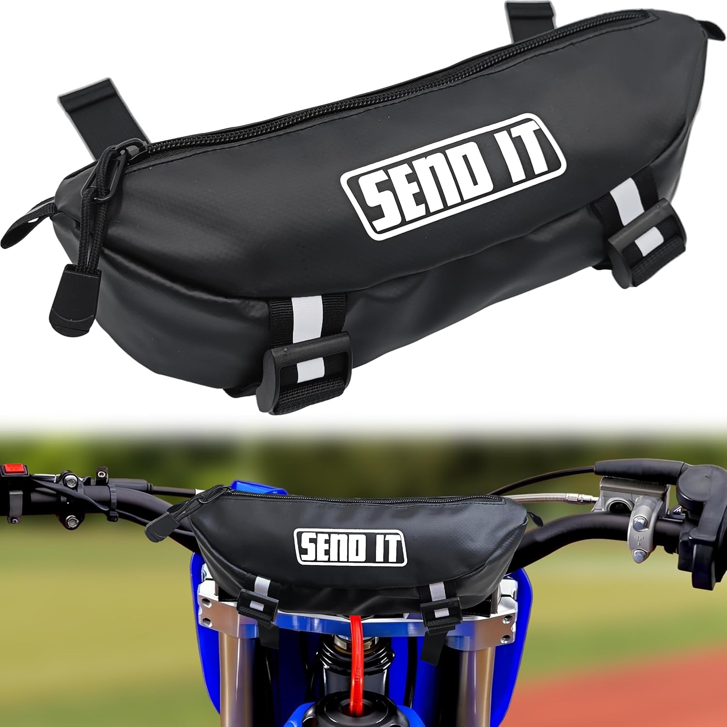 Dirtbike Handlebar Bag | Compact Motorcycle Handle Bar Water Resistant Storage Pouch | Universal Fit Ebike Bag for Trail