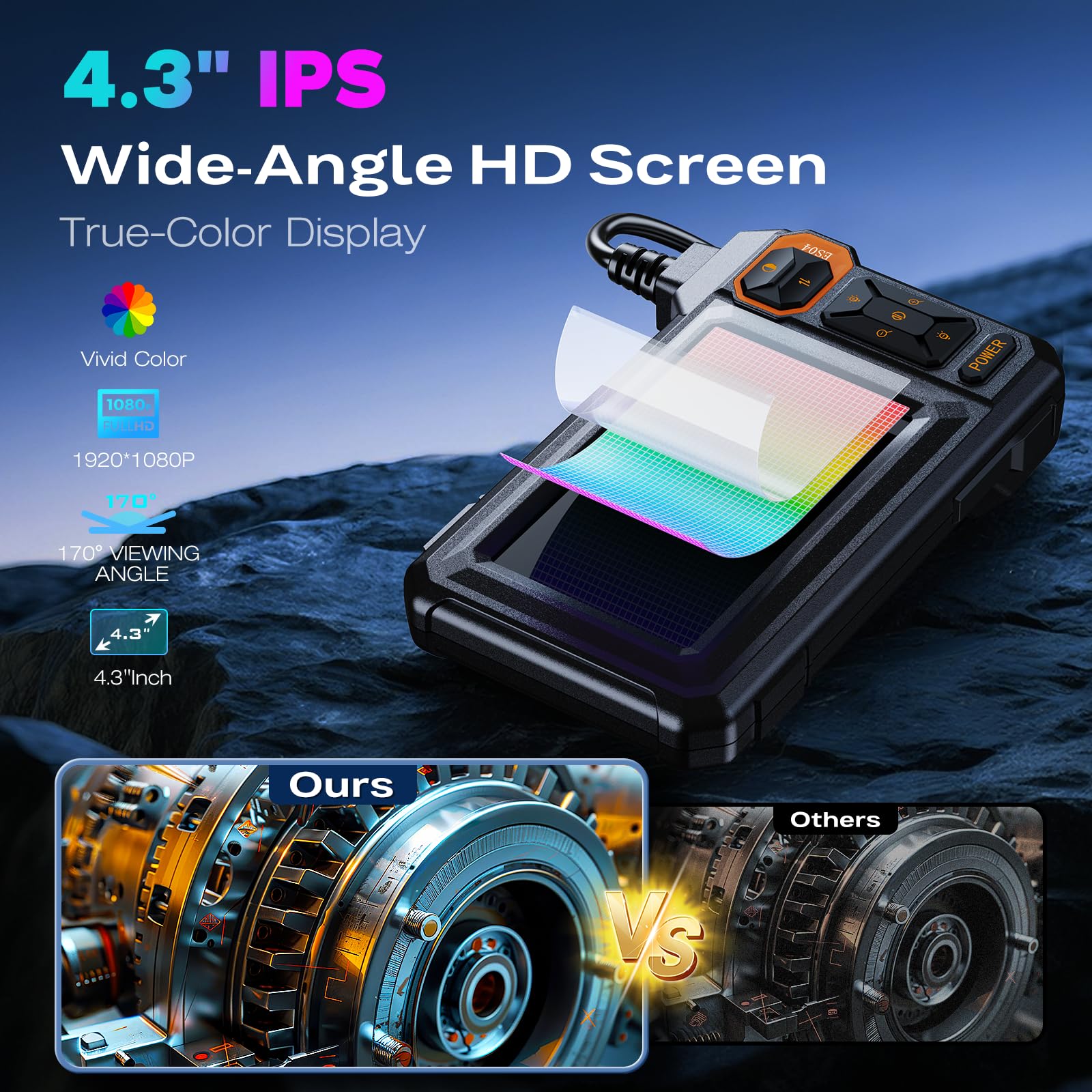 Endoscope Camera with Light, 1920P HD Borescope, 4.3" IPS Inspection Camera — Amazon image 3