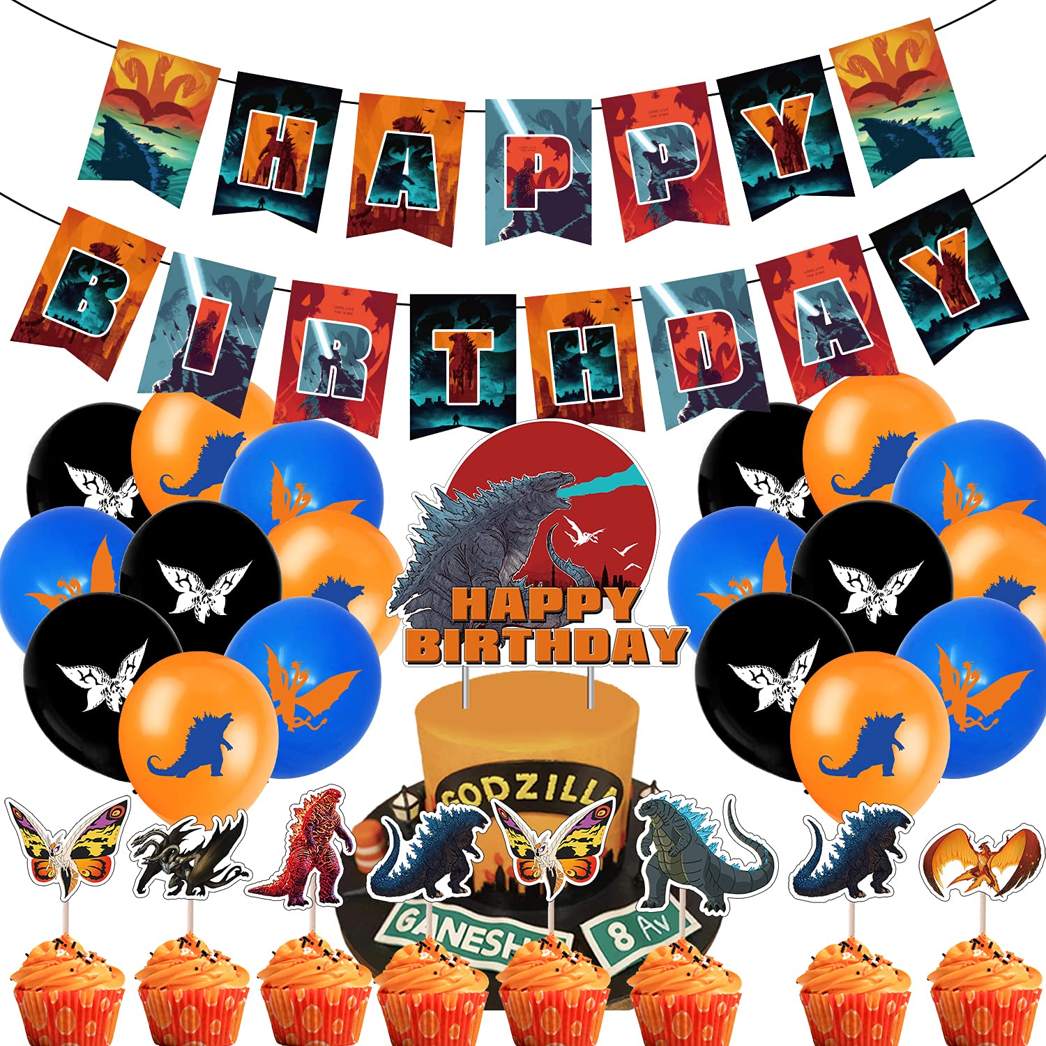 Buy Godzilla Birthday Party Supplies,Godzilla vs Kong Birthday Party ...