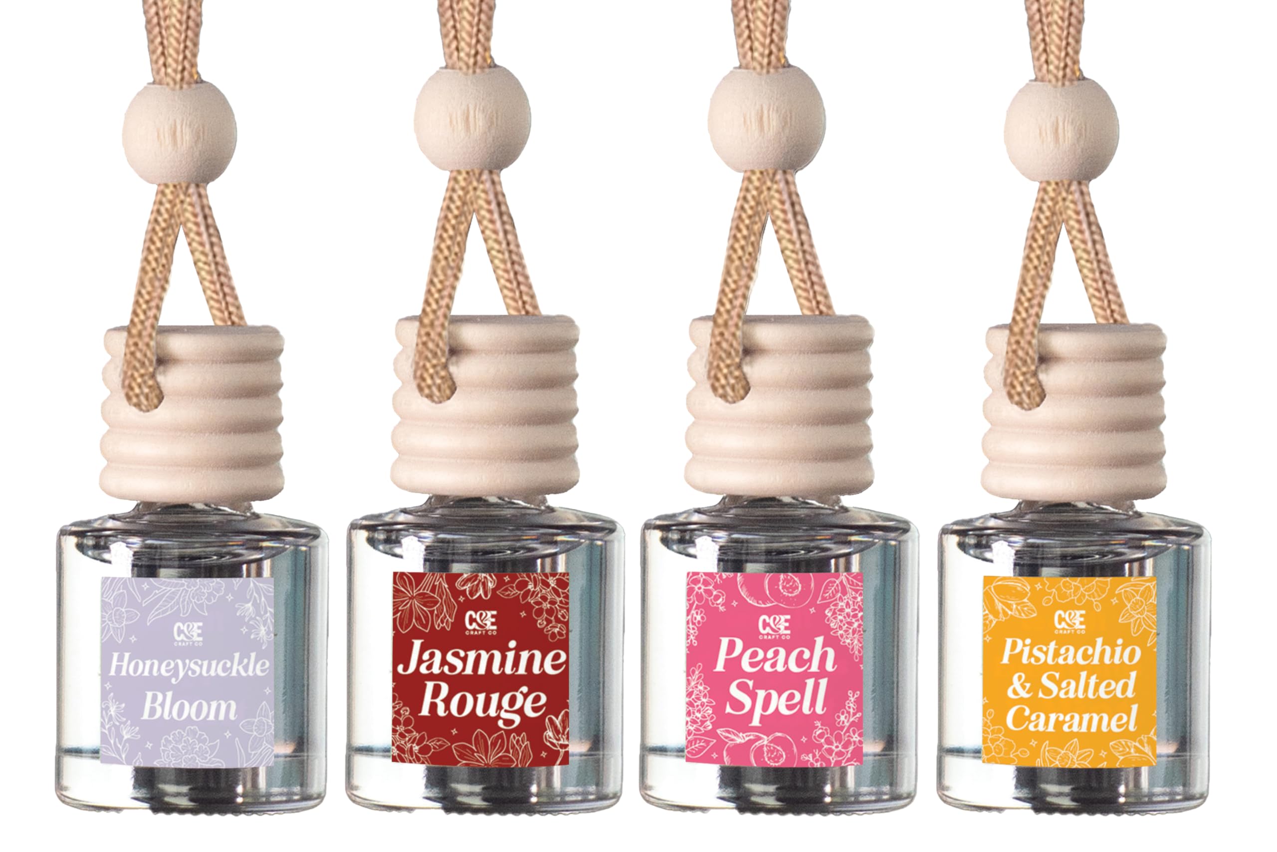 CE Craft Hanging Car Air Freshener – Fragrance Oil Diffuser with Essential Oils – Long-Lasting Aromatherapy Scents for Automobiles – 4 Pack, Designer