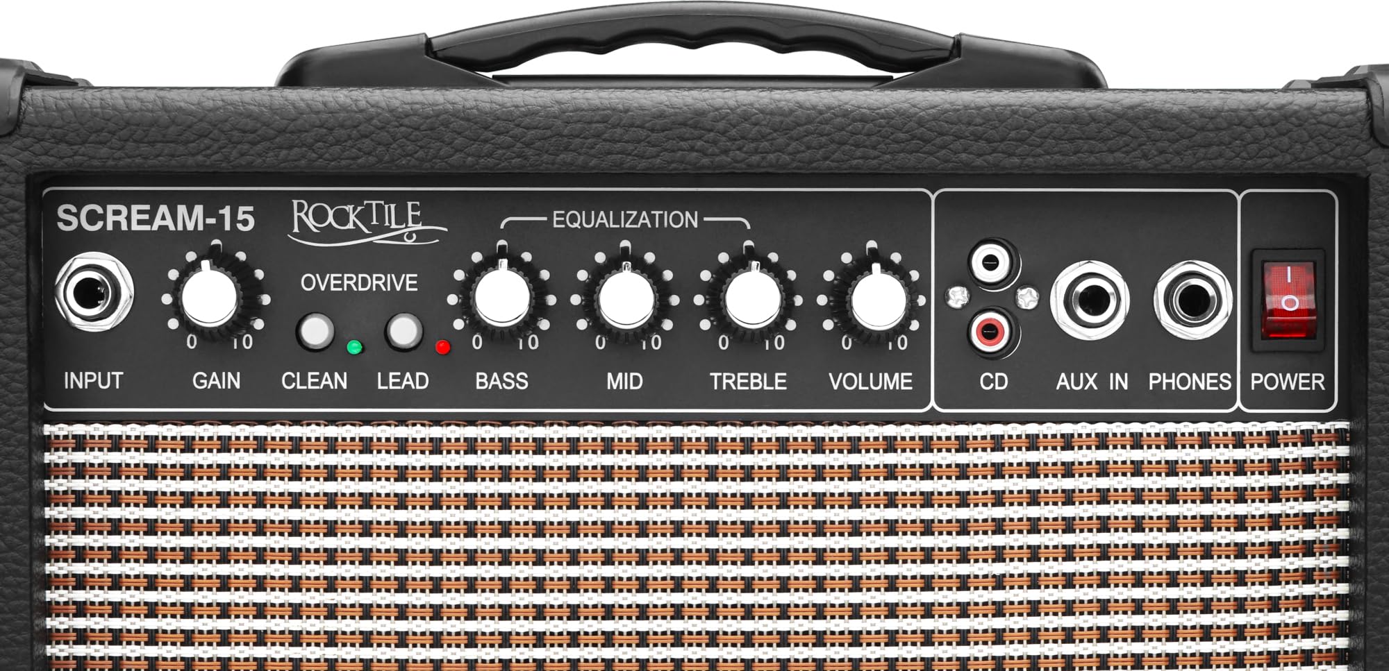 Rocktile Scream 15 Amplificatore per chitarra Mini combo 15 watt 2 canali AUX equalizzatore 3 bande cuffie