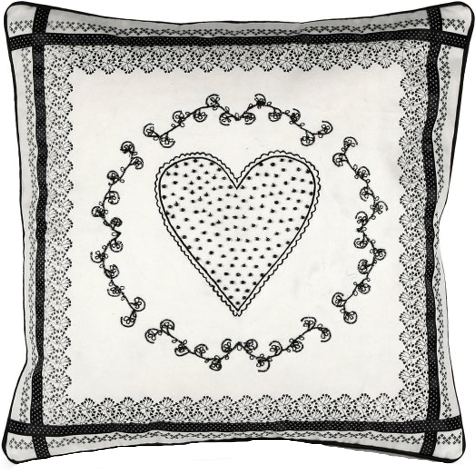 Mimex Miss Blackbirdy 18 by 18-Inch Heart Pillow Cover, Large