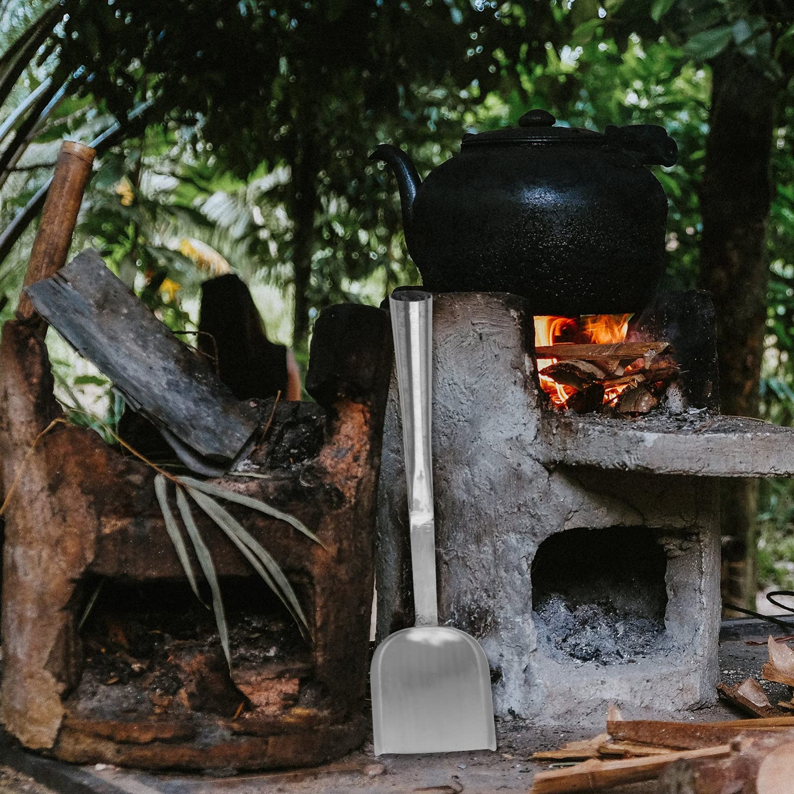 Kohlenschaufel 1 Stück aus Chromstahl, Silber, für Bbq