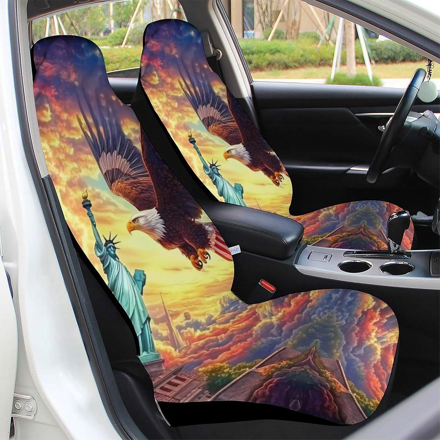 New York City E-agle Sunset Car Seat Covers Universal Car Front Seats Protector Auto Interior Accessories 1PCS