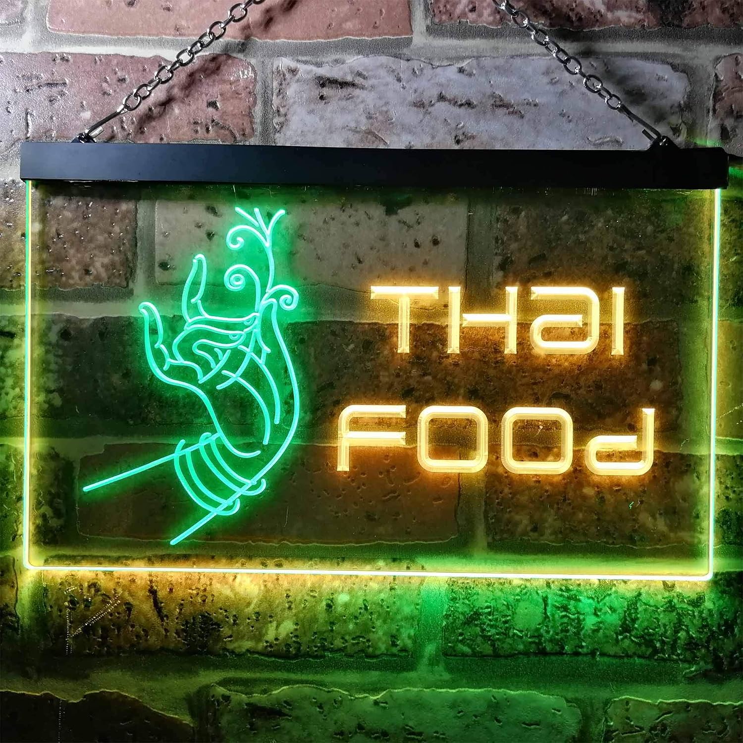 ADVPRO Thai Food Restaurant Shop Display Dual Color LED Neon Sign Green & Yellow 12 x 8 Inches st6s32-i0977-gy