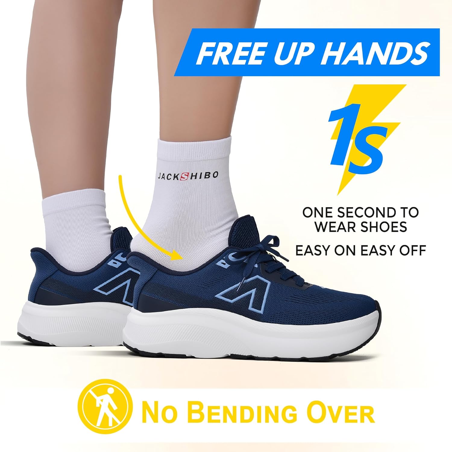 JACKSHIBO Slip in Men Hands Free Wide Toe Box Shoes Slip on Trail Running Walking Tennis Athletic Sneakers Width Arch Support Plantar Fasciitis Orthopedic Shoes with Cushion Thick Zero Drop Sole