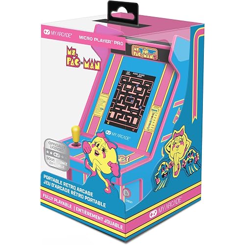 My Arcade Ms. Pac-Man Micro Player Pro: Classic Arcades, 2.75 Inch Screen, Retro Gaming, Games for Kids and Adults