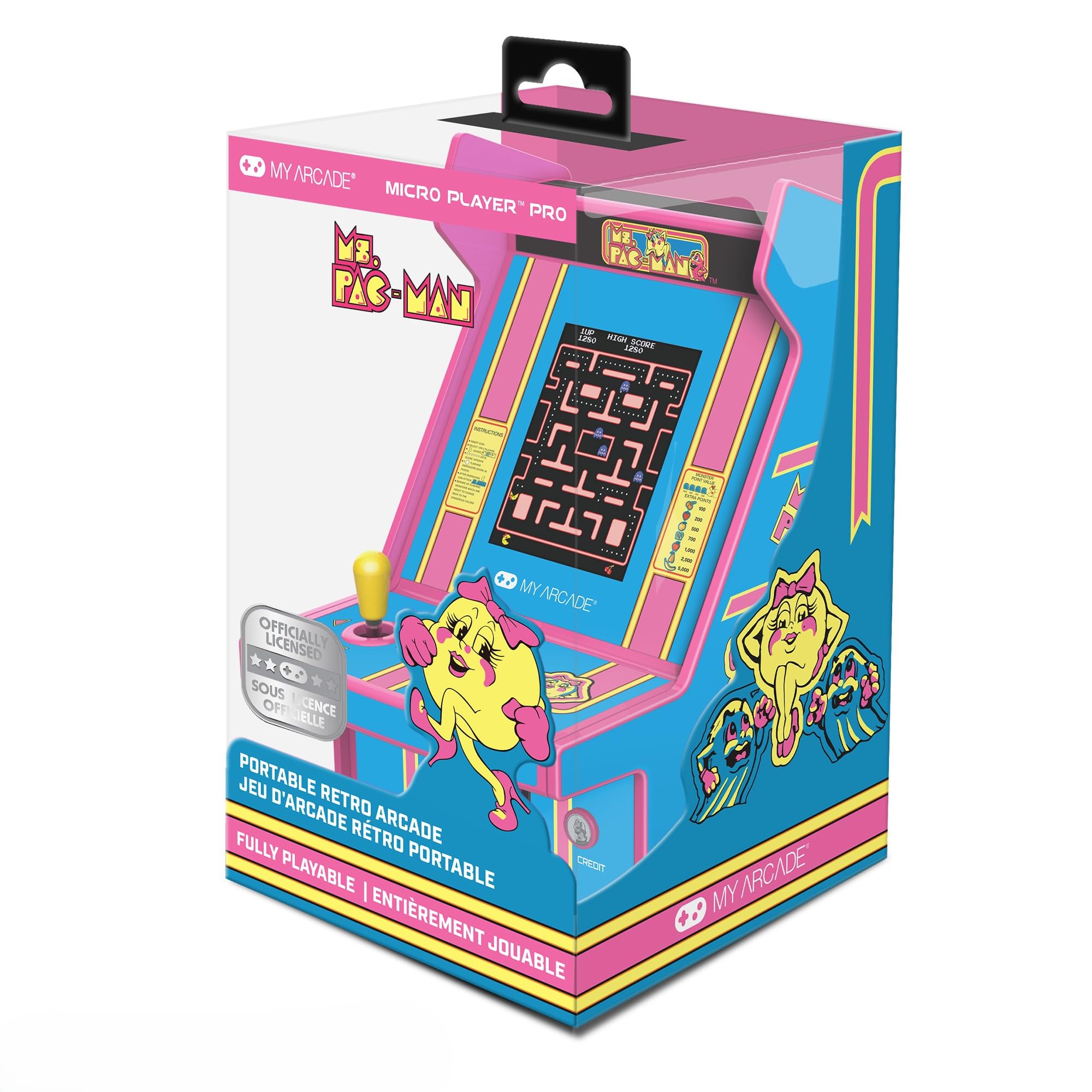 My Arcade Ms. Pac-Man Micro Player: 100 Games, 6.75" Mini Arcade Machine, Fully playable Video Game Collectible