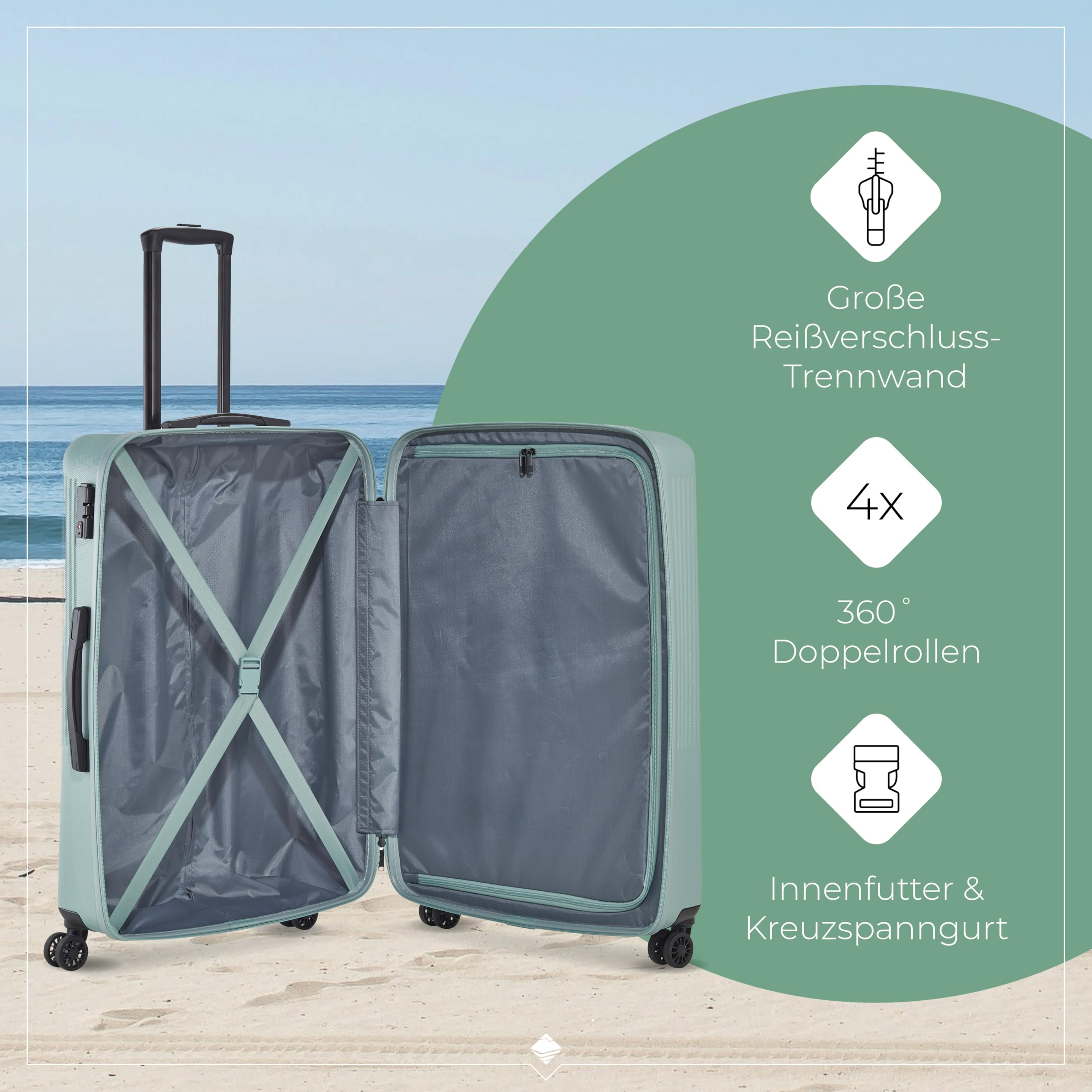 Travelite 4-Rad Hartschalenkoffer groß 96 Liter, ABS Hartschalen Trolley mit TSA Kombinationsschloss, 77 cm