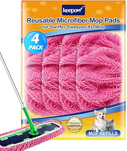 Miniatura 10 de KEEPOW Almohadillas reutilizables XL para trapeador compatibles con Swiffer XL Sweeper, paños XL para barrido en seco, paños XL para fregado húmedo