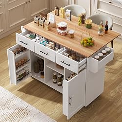 Mobile Kitchen Island with Wheels, Kitchen Trolley with E…