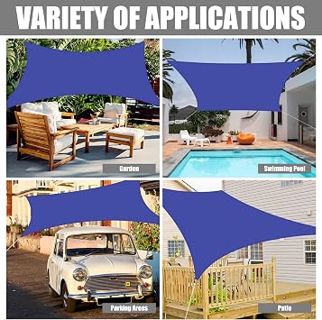 Neween Waterproof Sun Shade Sail Rectangle UV Block Canopy for Outdoor Patio and Garden, Yard Activities (13'x20', Blue)