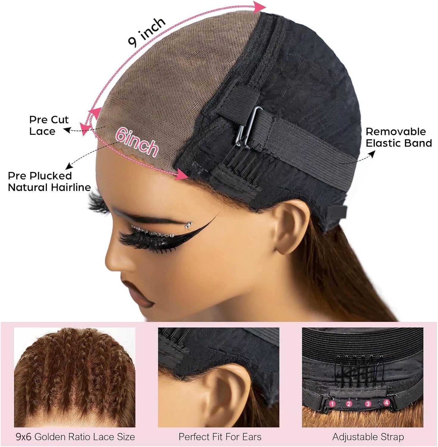 Light Brown Wigs for Women Human Hair Glueless Human Hair Wig 5x6 Pre Cut Lace Front Wigs Human Hair,Body Wave Wear And Go Glueless Wig Pre Plucked Middle Part Lace Frontal Wig 16 Inch - Image 2