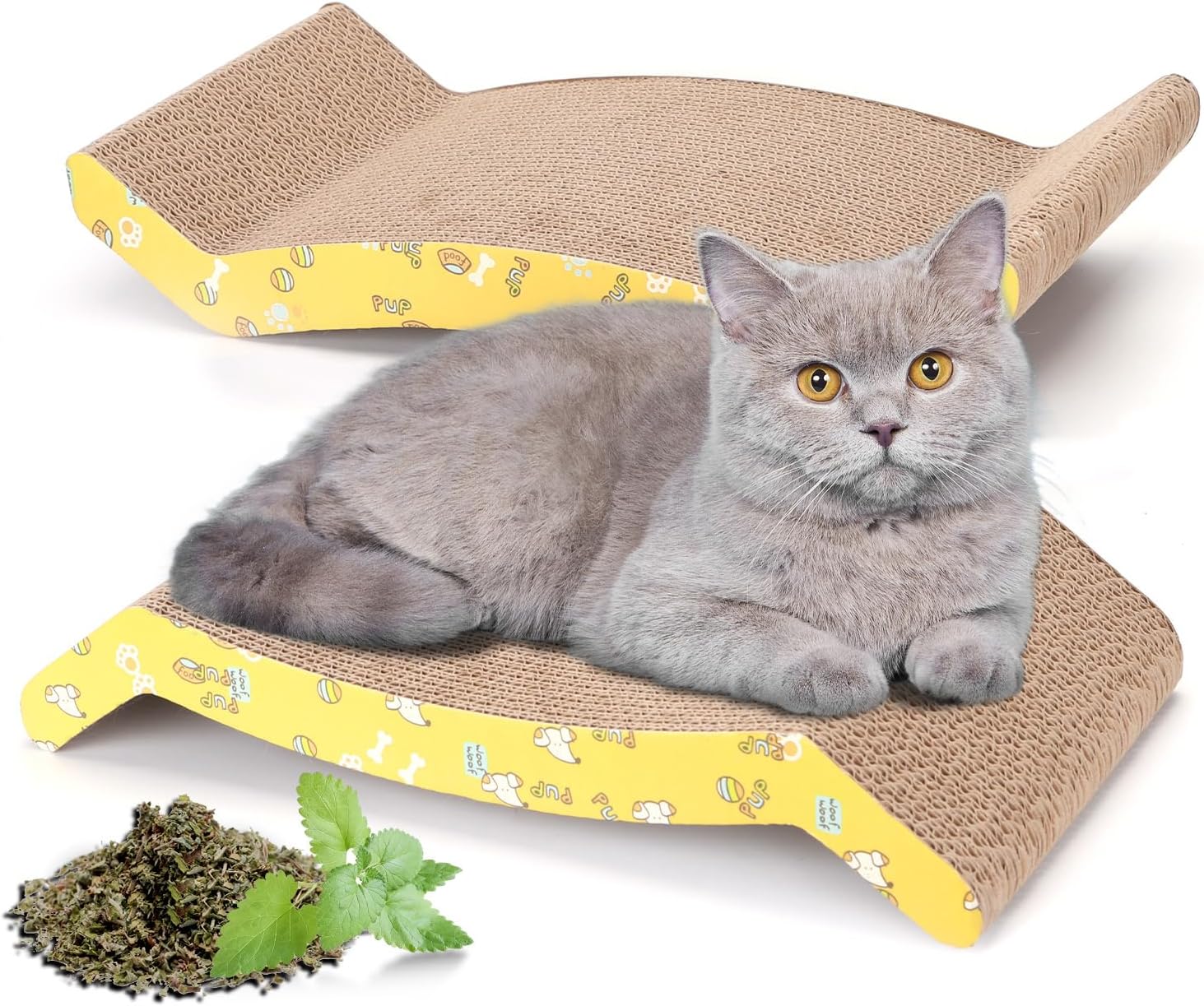 Nobleza 2Pcs Cat Scratching Board, Reversible Use Curved Shape Cat Scratcher with Catnip, High Density Corrugated Scratcher Cardboard, Durable Scratchers Pad Bed Sofa Lounger Set, Size 44 * 22 * 8 cm Nobleza 2Pcs Cat Scratching Board, Reversible Use Curved Shape Cat Scratcher with Catnip, High Density Corrugated Scratcher Cardboard, Durable Scratchers Pad Bed Sofa Lounger Set, Size 44 * 22 * 8 cm