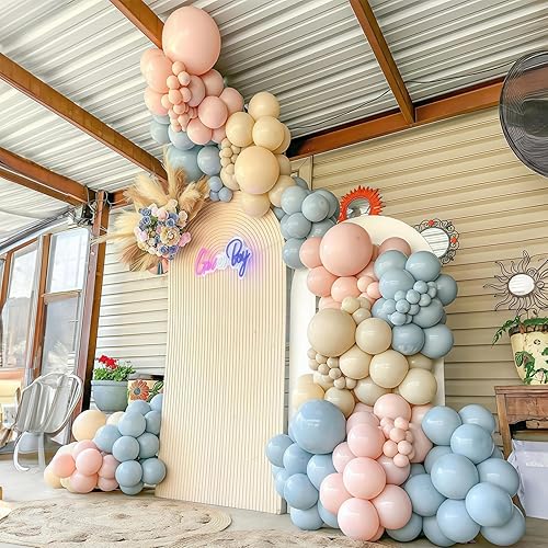 Vista 11 de Kit de arco de globos azules, 107 piezas de globos azul marino y dorado con globos de confeti dorado metálico, globos de fiesta de cumpleaños azul