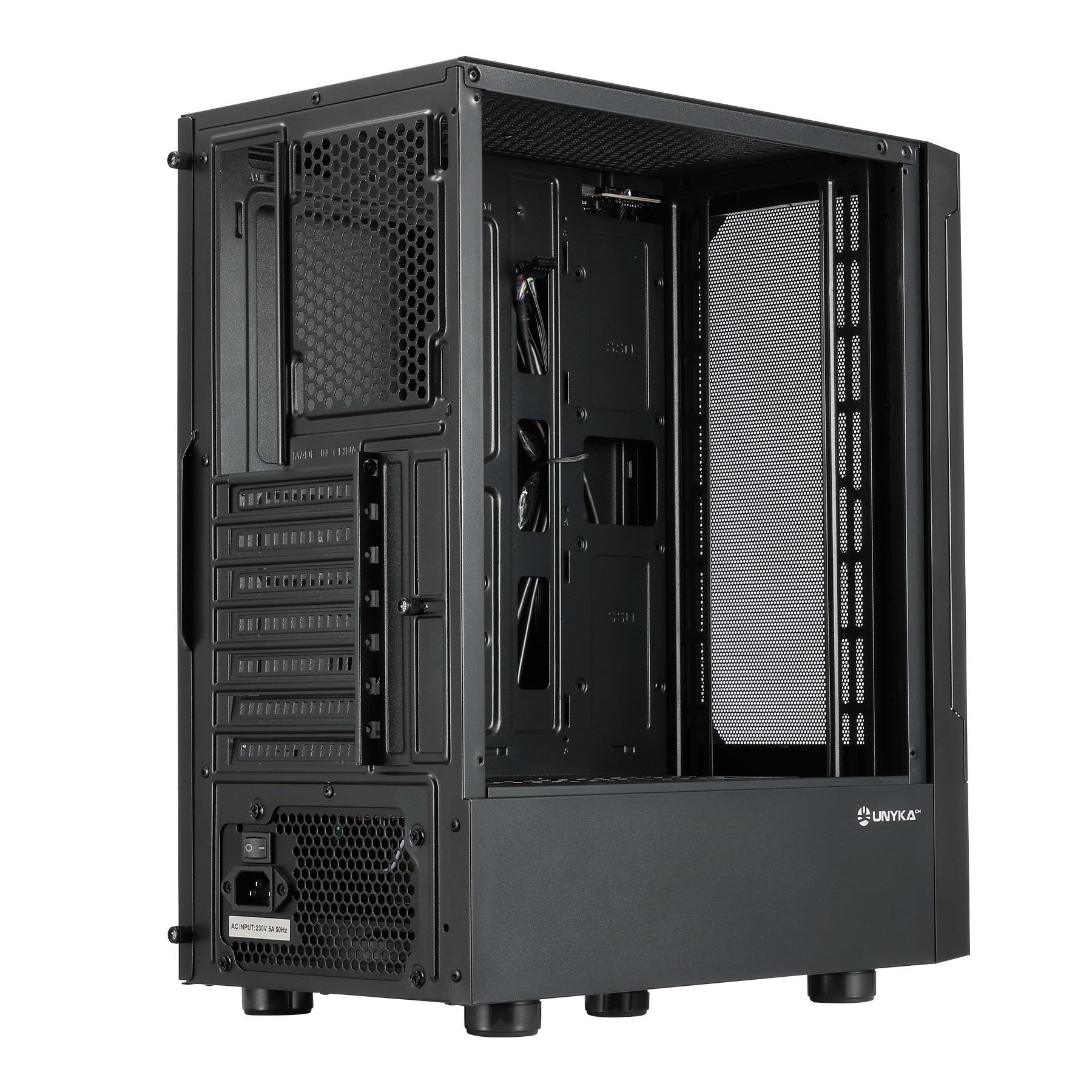 UNYKAch Caja ATX Aero C35,con Panel Lateral de Cristal Templado Tintado, con 2 Puertos USB 3.0, 1 USB 2.0, para Instalación de Tarjetas Gráficas de hasta 315 mm y Disipadores de CPU de hasta 160 mm
