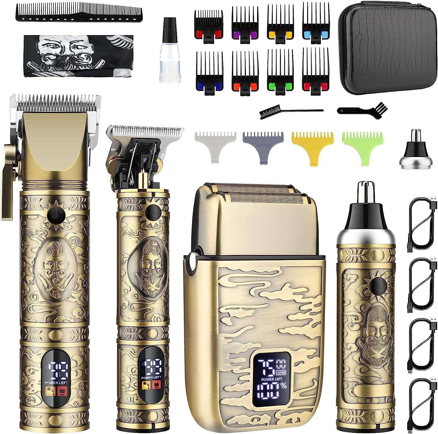 Suttik professioneller Haarschneider Trimmer Set für Männer Elektrischer Rasierapparat Rasierer Kabelloser Haarschnitt Haarschneidemaschine Barttrimmer LCD-Display Herren-Pflegeset Geschenke für ihn