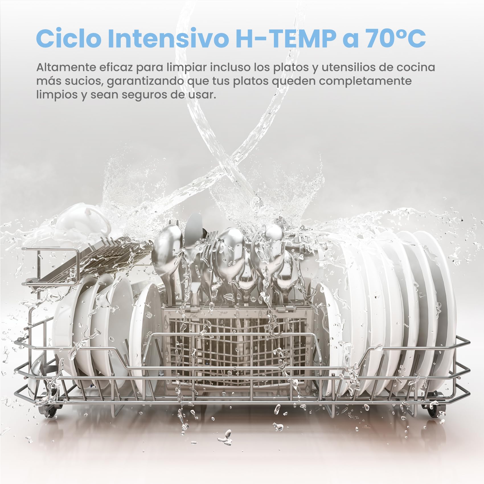 COMFEE' CDWMT0602EWD-EU Lavavajillas Compacto, 6 Cubiertos,6 Programas | Ciclo Intensivo 70°C, Inicio Diferido 24H, Apertura Automática, 47dB Silencioso, Clase D, Pantalla LED, Blanco