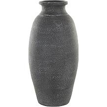Deco 79 Ceramic Decorative Vase Textured Whitewashed Centerpiece Vase, Flower Vase for Home Decoration 9" x 9" x 19", Black