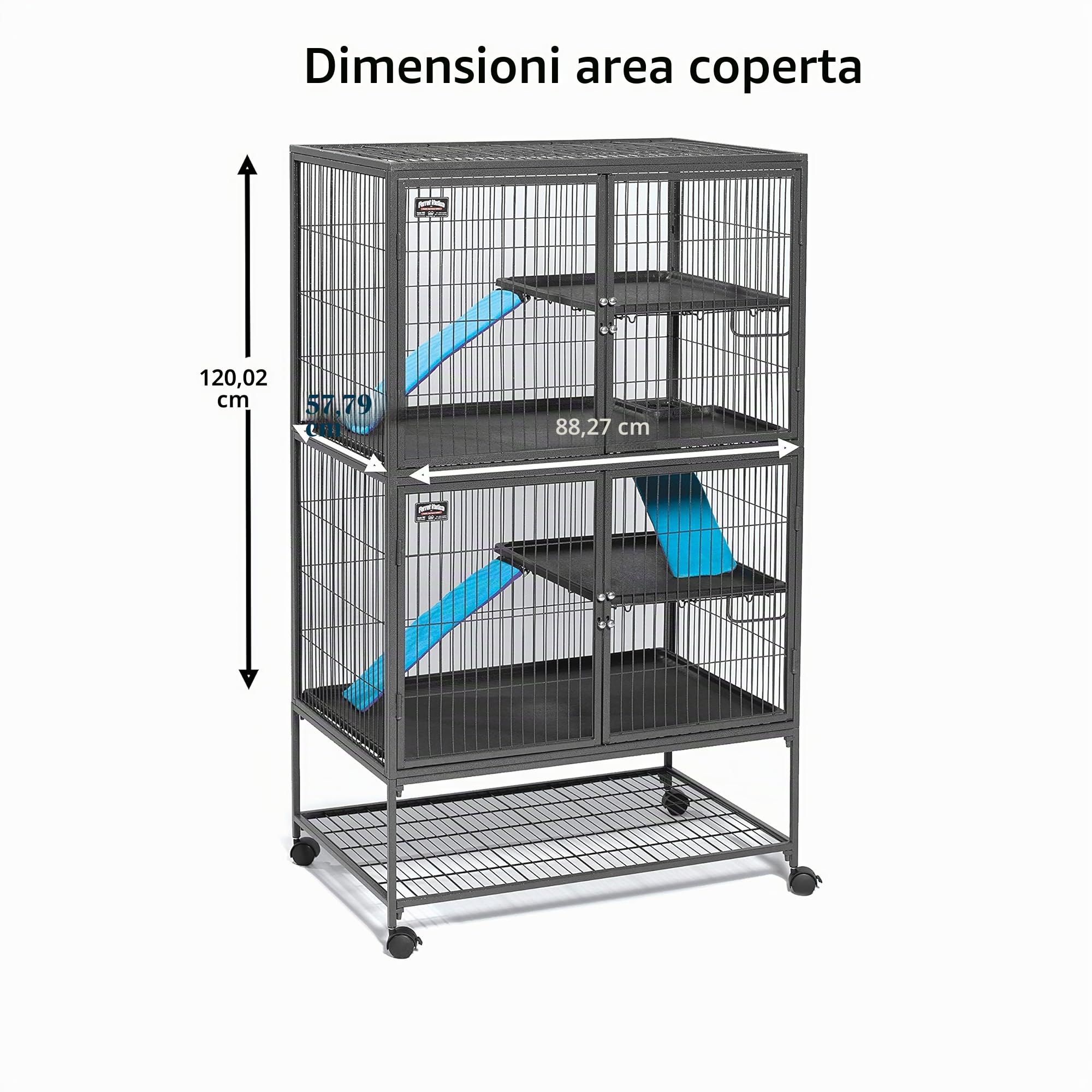 MidWest Homes for Pets Ferret Nation, gabbia doppia per piccoli animali, 4 ripiani, include padelle, mensole, rampe e coperture, per furetti e piccoli animali