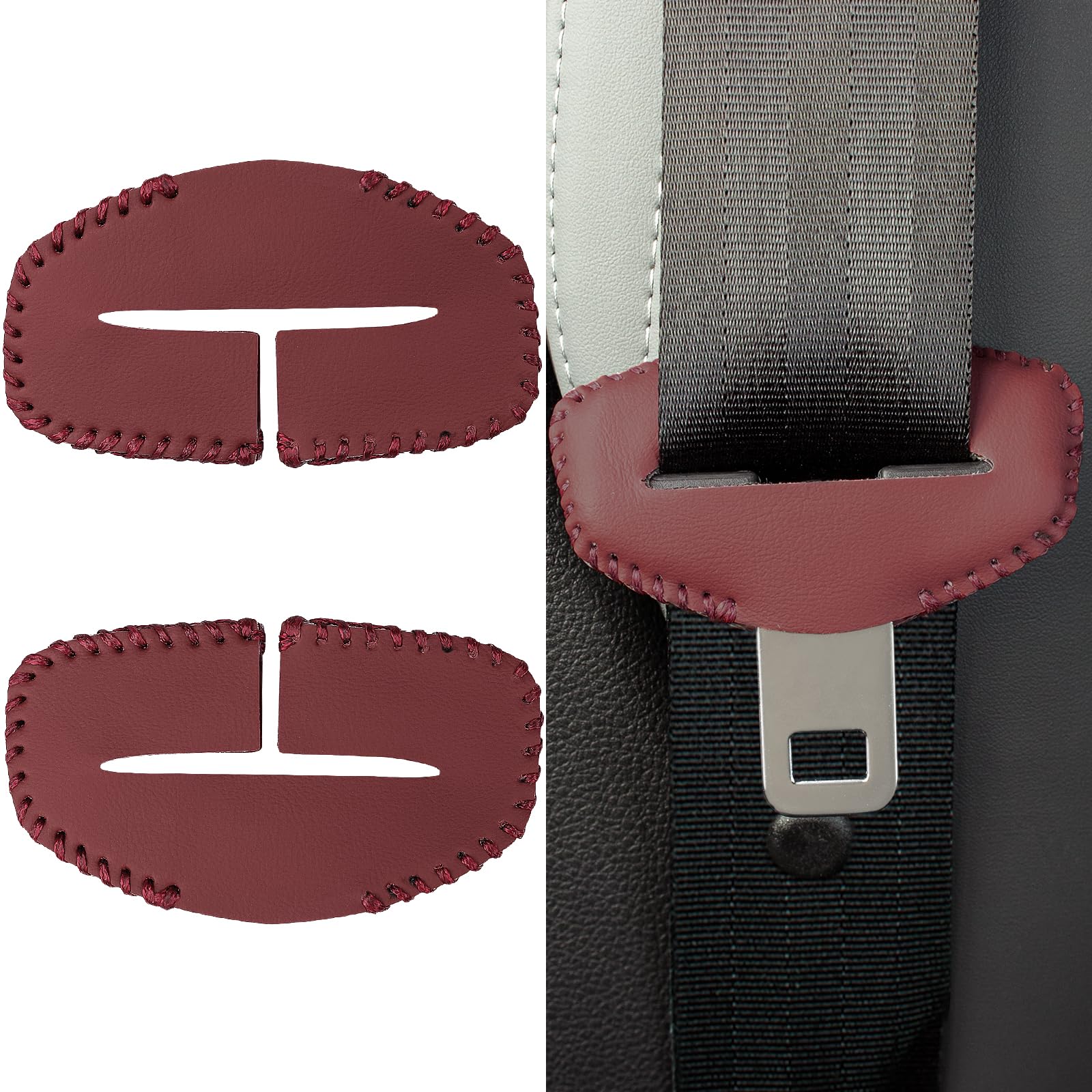 FWUNYVN 2PCS Seats Belt Buckle Cover,Anti-Scratch Leather Car Seats Belt Silencer Clip Holster,Car Seats Belt Buckle Cover Universal Interior Decor