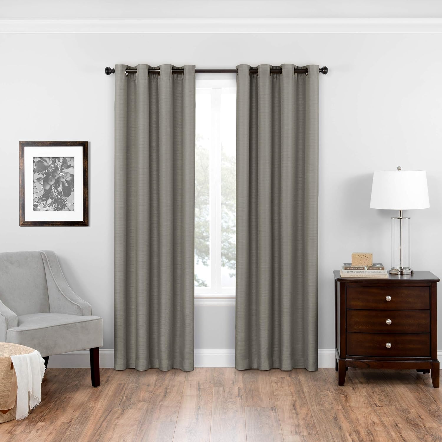 ECLIPSE Bryson Modern Blackout Thermal Grommet Window Curtain for Bedroom or Living Room (1 Panel), 52" x 95", Latte