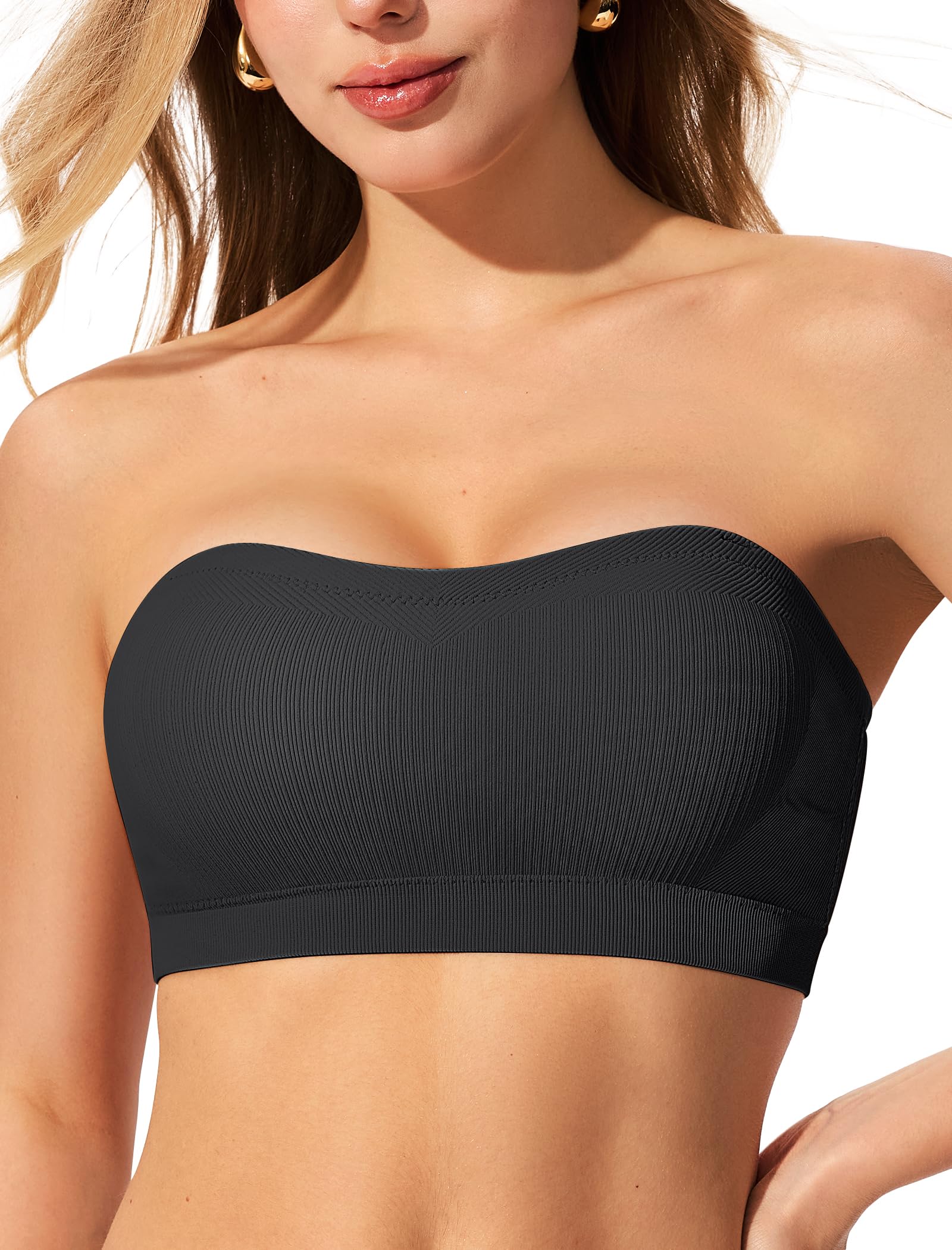 ProKloud Strapless Push Up Bras for Women Wireless Bandeau Bra Non-Slip Silicone Tube Top Padded Convertible Bralette — view 11