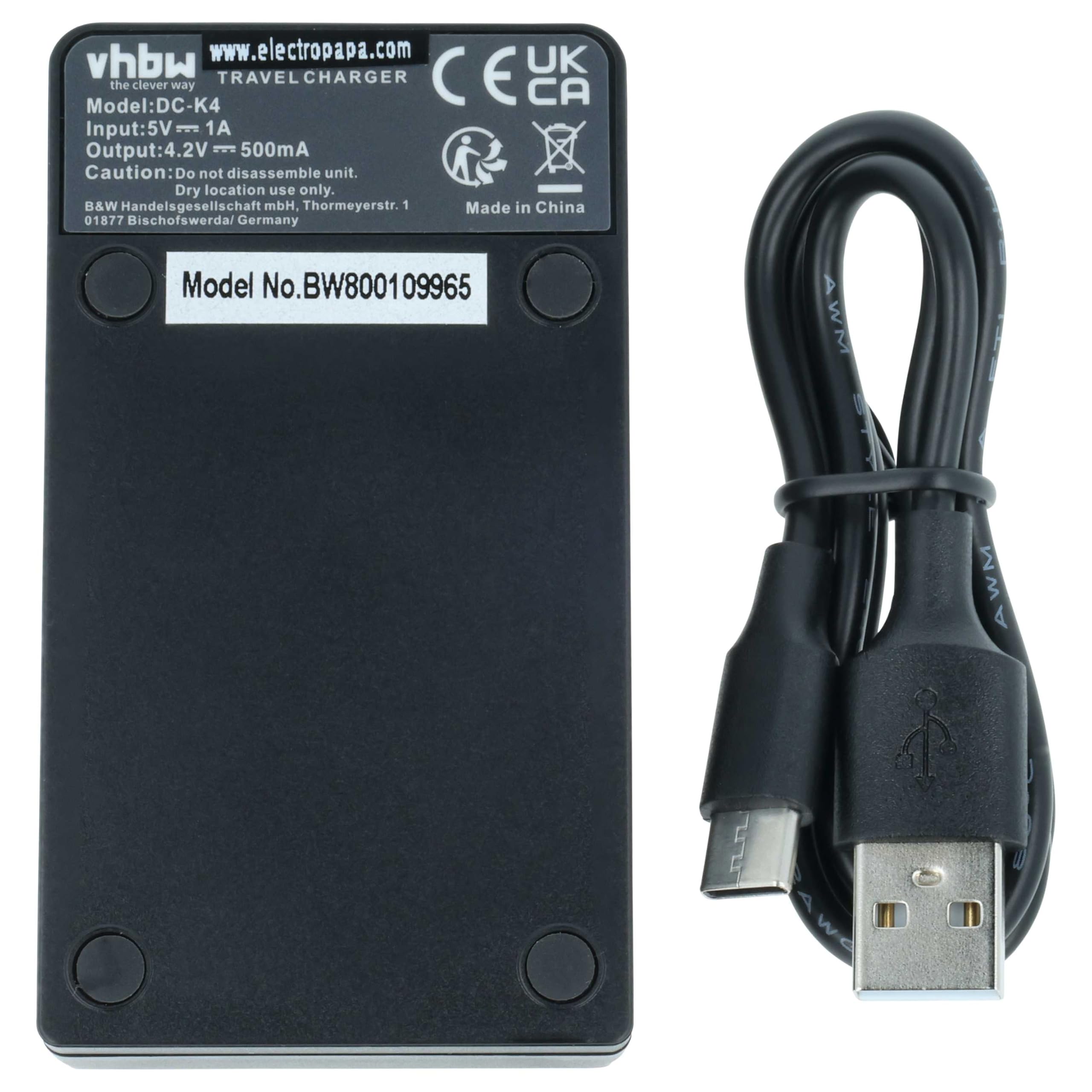 vhbw caricatore USB-C compatibile con Sony Cybershot DSC-H400, DSC-HX300, DSC-H400V, DSC-HX350 camera + cavo USB-C + LED