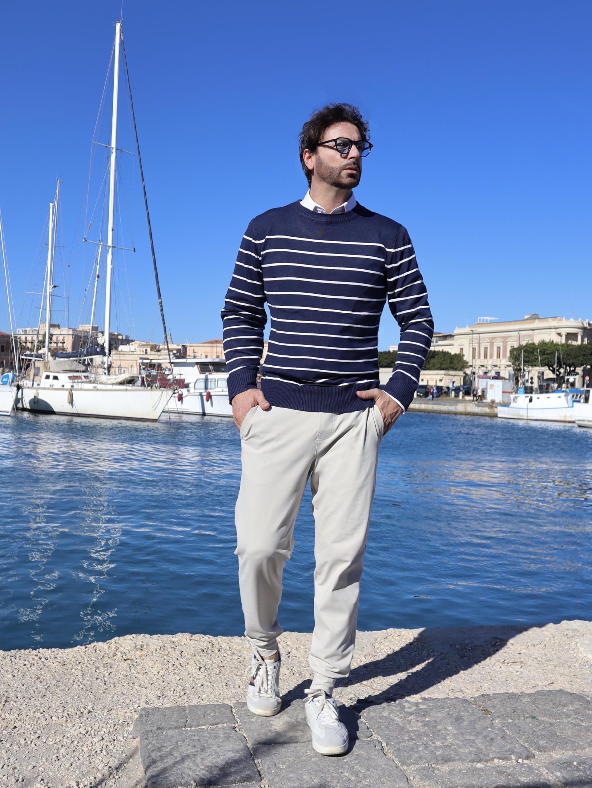 COOFANDY Pull col Rond Homme Pulls Fins légers tricoté Sweats pour vêtements décontractés ou habillés