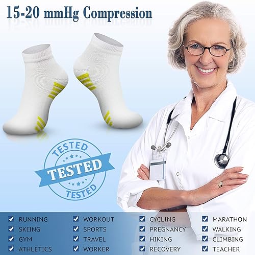 Miniatura 5 de CHARMKING Calcetines de compresión para mujeres y hombres, circulación de 15 a 20 mmHg, lo mejor para atletismo, correr, ciclismo, enfermera, uso