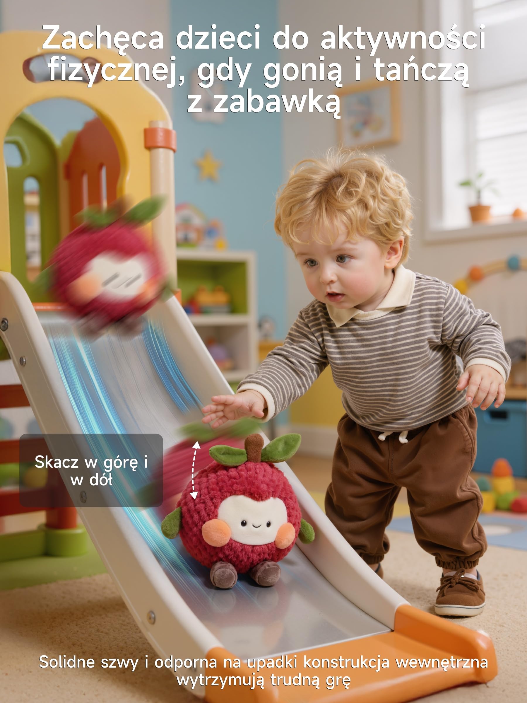 Zabawki do leżenia na brzuszku, Zabawki Sensoryczne dla niemowląt, Muzyczna pluszowa liczi z nagrywaniem i odtwarzaniem, Prezent do raczkowania dla noworodków
