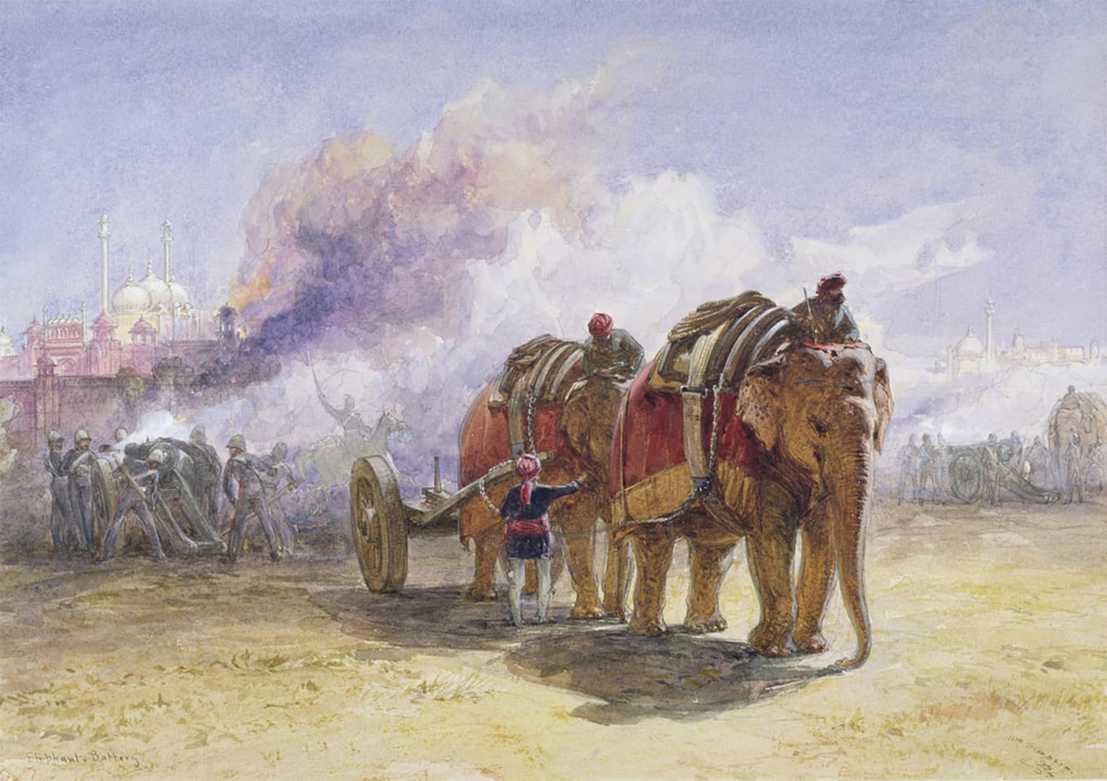ARTXLXXBN Famous Prints Artwork Pictures Poster Painting Art Elephant Battery by William Crimea Simpson Artwork Landscape Pictures for Home Decor 60x90cm