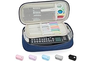 Blue Contact Large Pencil Pouch Bag for School and Office