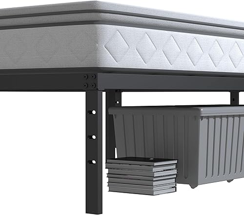 Miniatura 14 de Marco de cama tamaño King no necesita somier, plataforma de cama King resistente de 8 pulgadas, soporta hasta 3000 libras, fácil montaje, sin ruido,