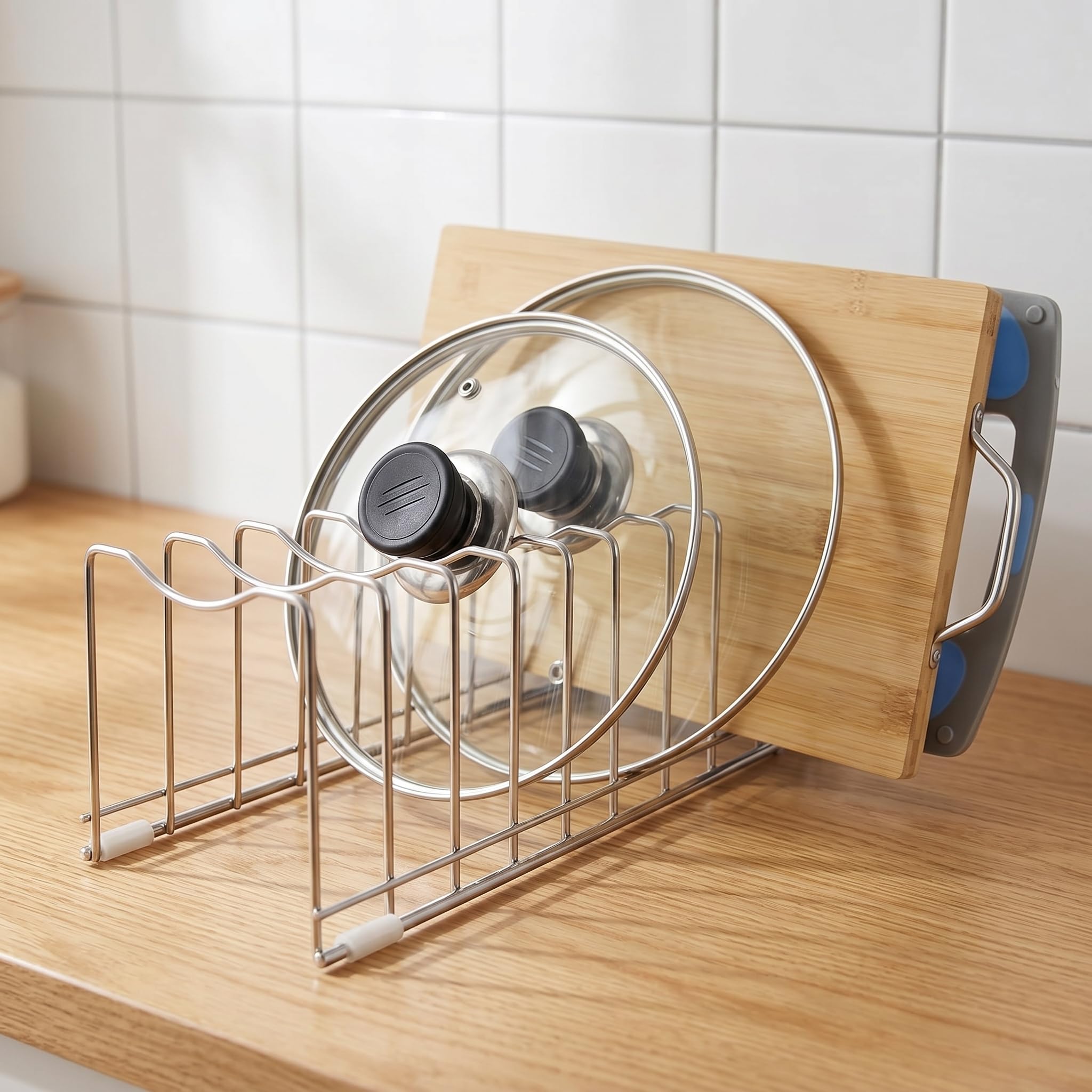 Forlivese 9 Slots Deckelhalter Küche, Rostfreie Stähle Topfdeckelhalter