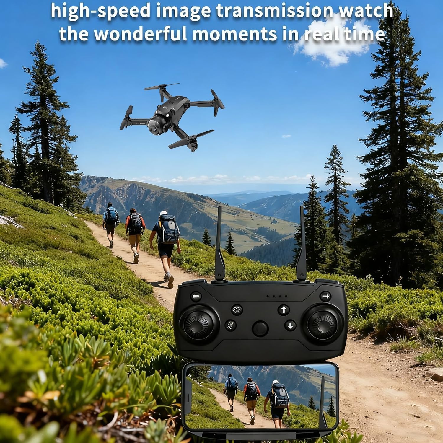 OBEST Drohne mit Kamera und VR Brille Faltbare Mini FPV Drone | Dual Kamera 2 Akkus, Start/Landung per Knopfdruck, Gestensteuerung Fotos/Videos, Headless Modus RC Flugzeug für Erwachsene