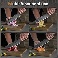 Vista 7 de Knife Set, Amorston 15 Pieces Kitchen Knife Set with Built in Knife Sharpener, High Carbon German Stainless Steel Knife Block Set, Black Dishwasher