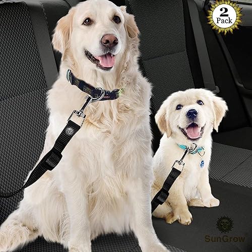 Miniatura 2 de SunGrow Cinturón de seguridad para perro para automóvil, cinturón de seguridad ajustable de nailon para mascotas, compatible con todos los
