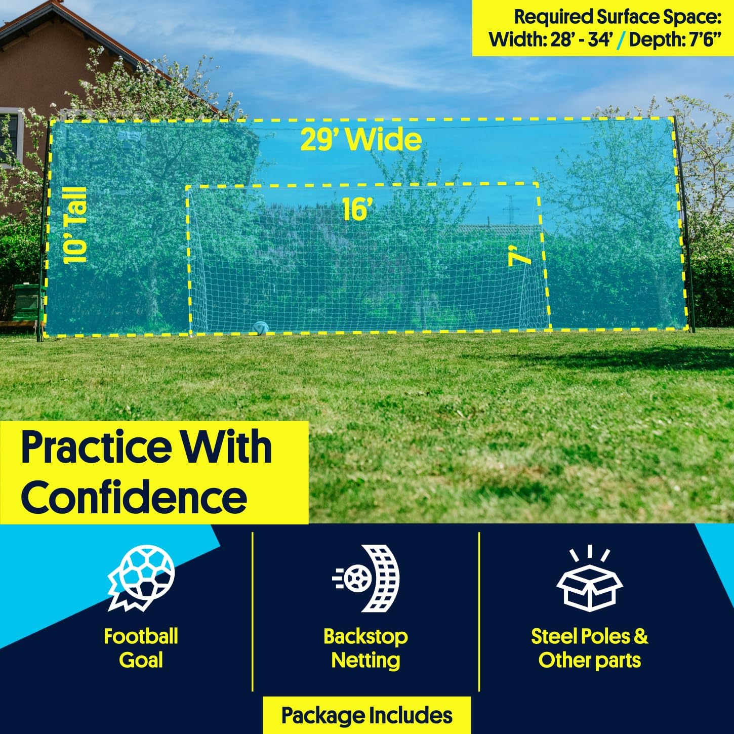 Open Goaaal 3-in-1 Soccer Training Rebounder - Soccer Goal for Volley, Passing, Training - Outdoor Sports, Backyard Games