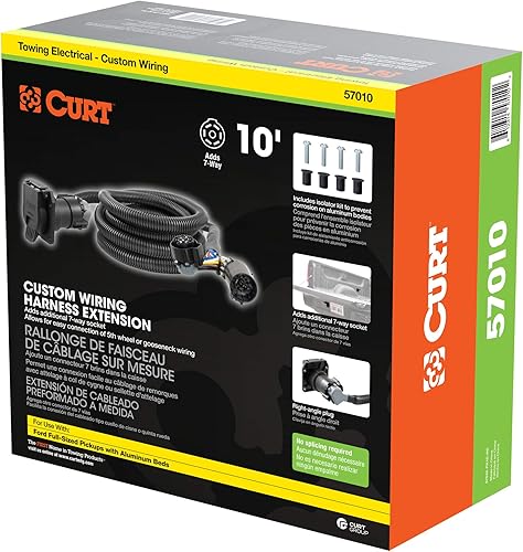 Miniatura 10 de CURT 57010 Extensión de arnés de cableado de remolque de 7 pines para caja de camión de 10 pies, Ford F-150, F-250, F-350 Super Duty