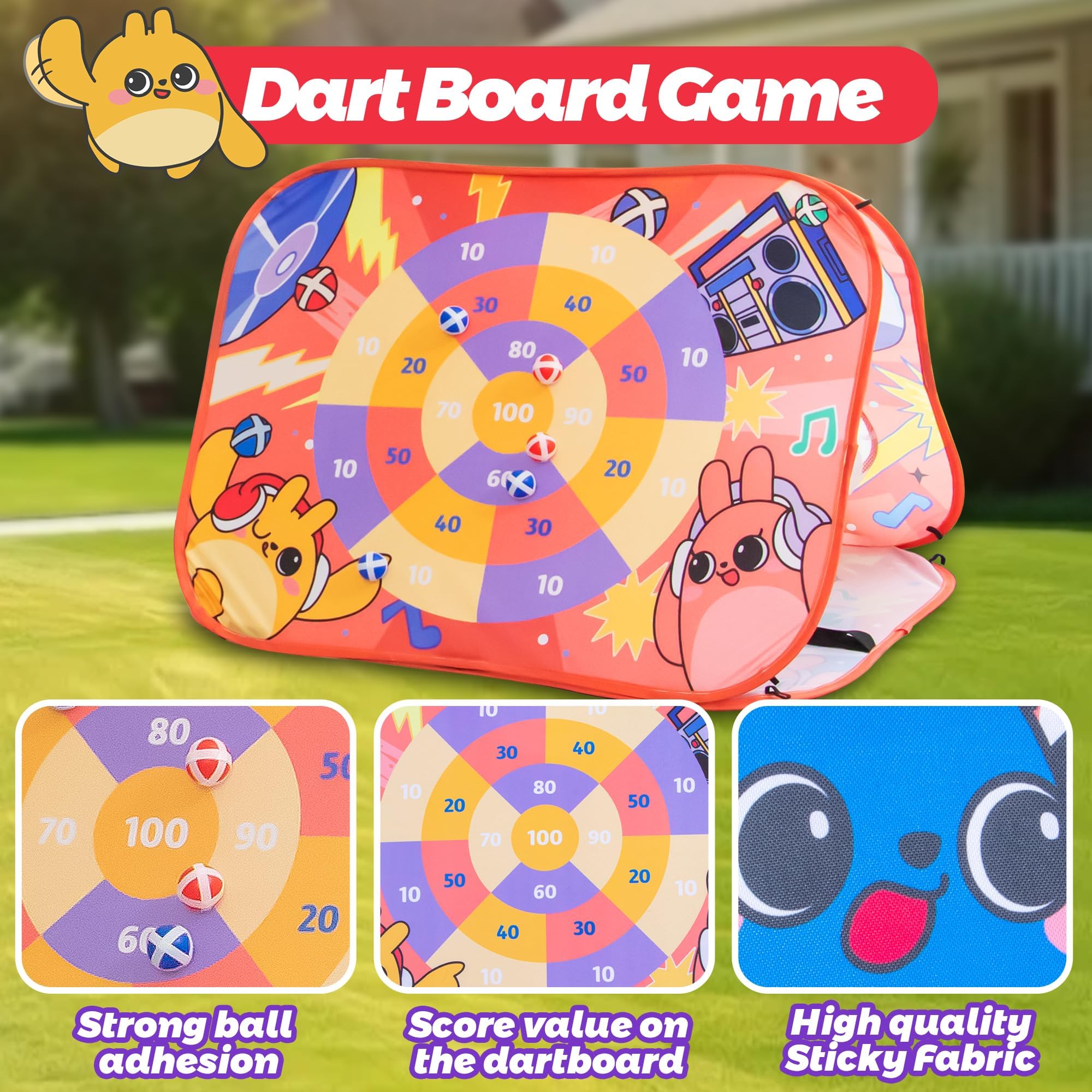 Jeu 3-en-1 Enfants – Lancer De Sacs, Tir à La Carabine, Lancer D'anneaux – Filet, 6 Balles, 6 Sacs, 12 Anneaux Inclus – Dès 6 Ans