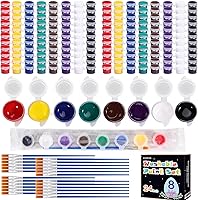 Vista 1 de Juego de pintura acrílica para niños, juego de 24 pinturas lavables en 8 colores, mini tiras de pintura acrílica con 24 pinceles de pintura, mini