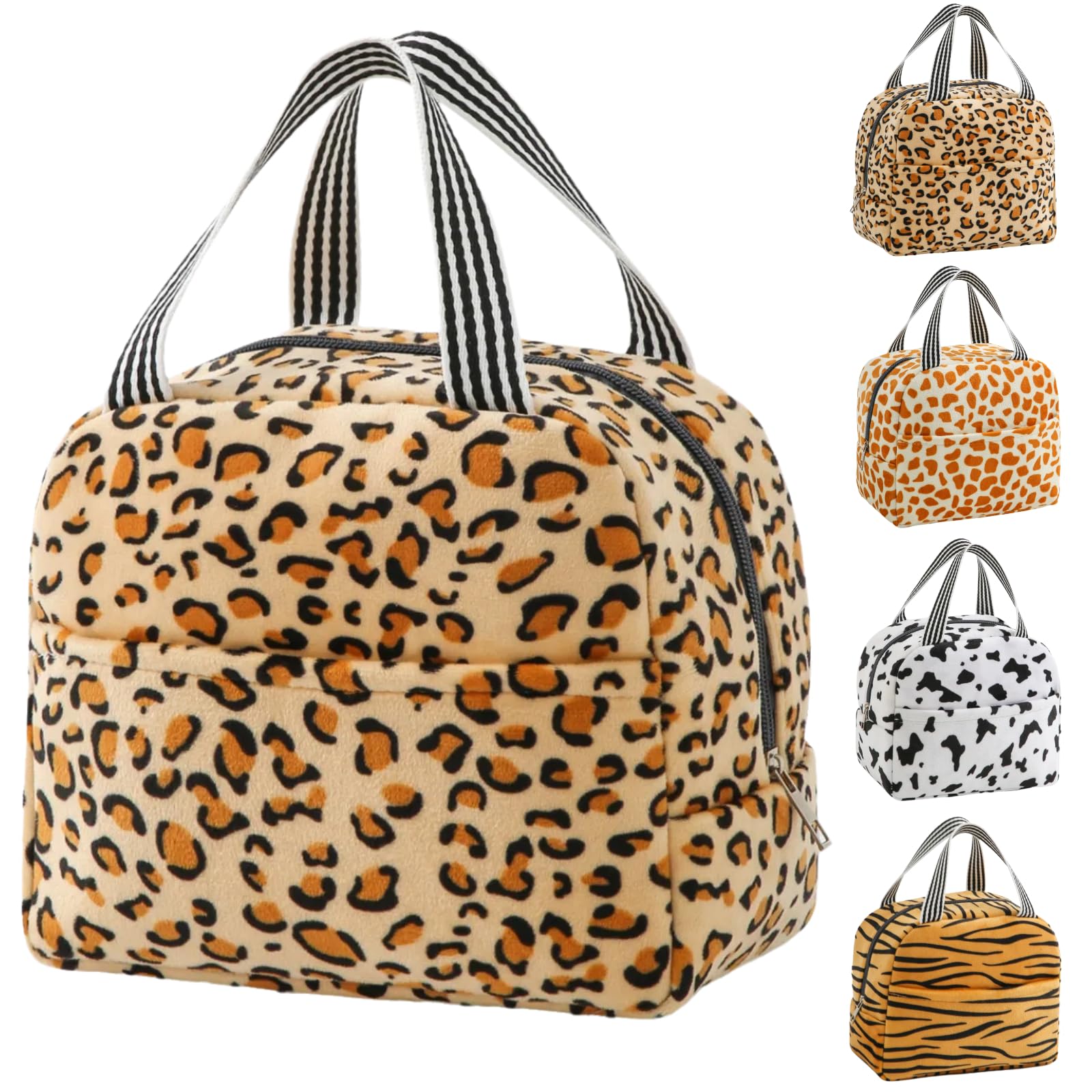 Arae Lunch Bag Women Men - Reusable Leakproof Cooler Tote Lightweight Thermal Lunchbox for Office, Gym, Beach & Travel (Leopard Print)