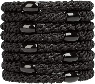 GYGYL 8Pcs Black Hair Ties for Women Girls, Elastics Hair Bands Ponytail Holders for Thick Hair, No Damage No Crease Hair Elastics