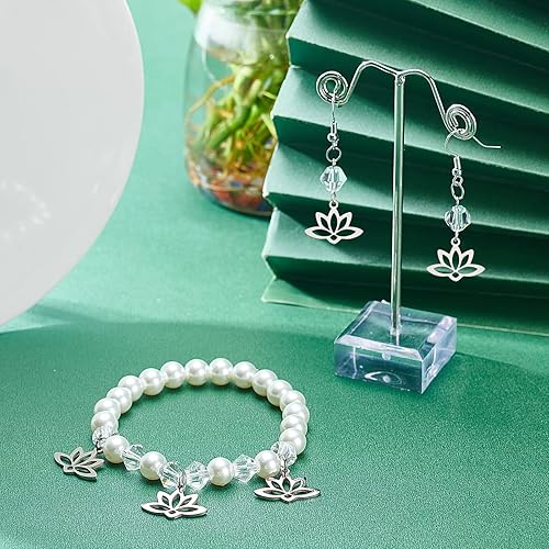 Miniatura 3 de UNICRAFTALE 20 colgantes de flor de loto hueca de acero inoxidable para yoga colgantes de metal corte láser colgantes para hacer joyas de 0.063 in