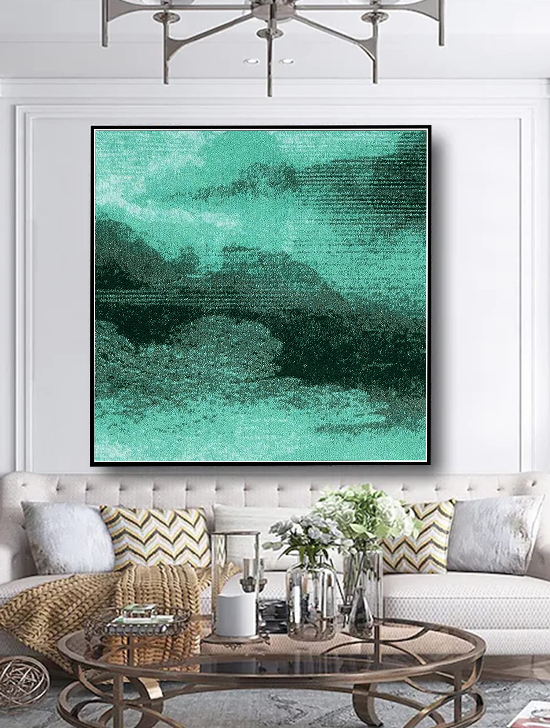-Texture Art／50×40cm テクスチャー N.キャンバスボード g Amazon.com: Large Nordic Green Texture Painting Modern Living Room