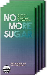NOMOSU | Organic 72% Dark Chocolate with Hazelnut | 65g | 4 Pack | Sugar Free | USDA Organic | Vegan | Keto & Low Carb Friendly | Bold Cacao with Crunchy Hazelnuts | Guilt Free Chocolate