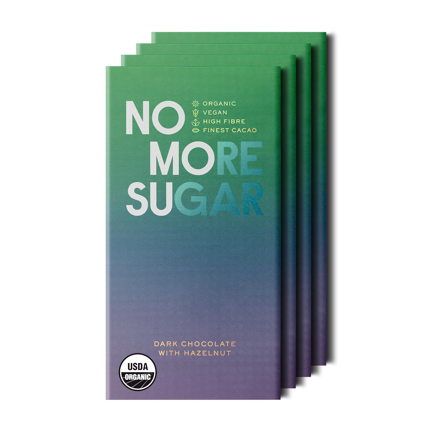 NOMOSU | Organic 72% Dark Chocolate with Hazelnut | 65g | 4 Pack | Sugar Free | USDA Organic | Vegan | Keto & Low Carb Friendly | Bold Cacao with Crunchy Hazelnuts | Guilt Free Chocolate