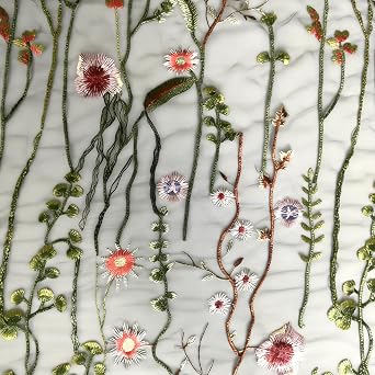 Lace Fabric, Tulle Exquisite Floral Alice Embroidered Dress Sewing Lace Fabric Stylish Costume Ballgown Prom Skirt DIY Wedding Dresses Dress Sewing(Black mesh, 1.5Yard)